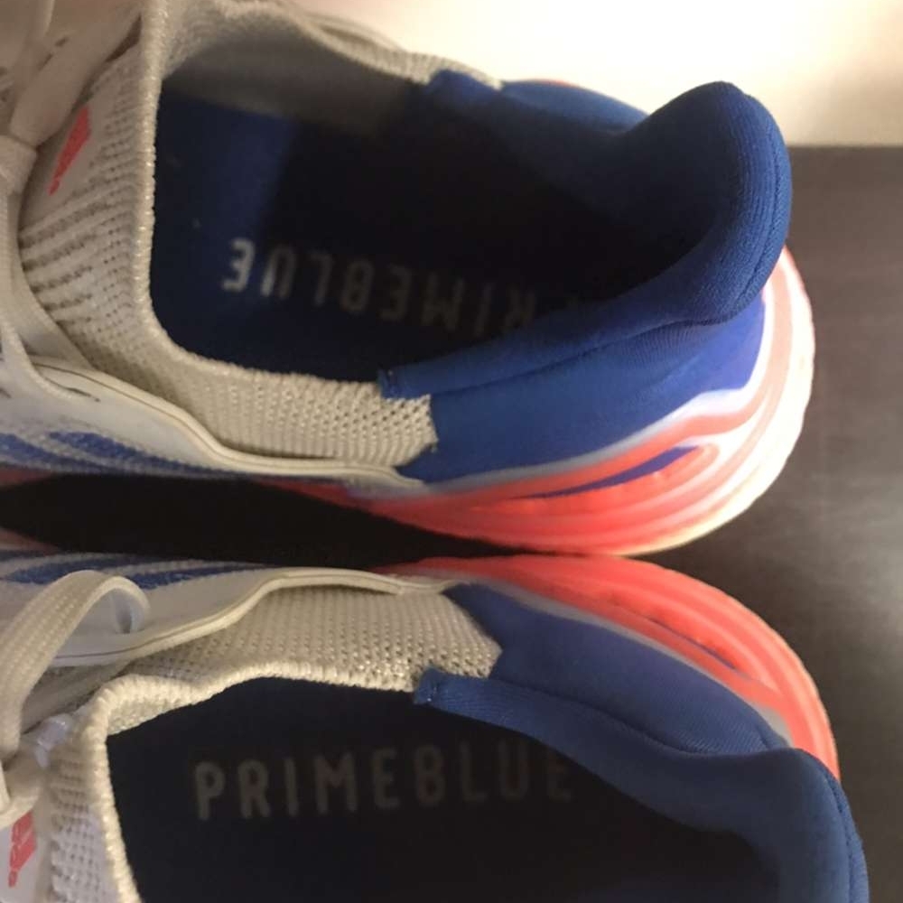 Adidas Ultraboost 20 White and Blue Sneakers with Red Accents - Picture 7 of 9